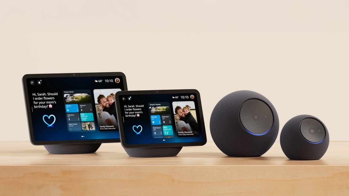 Amazon Echo Show family: table models and wall displays with Fire TV and Alexa+