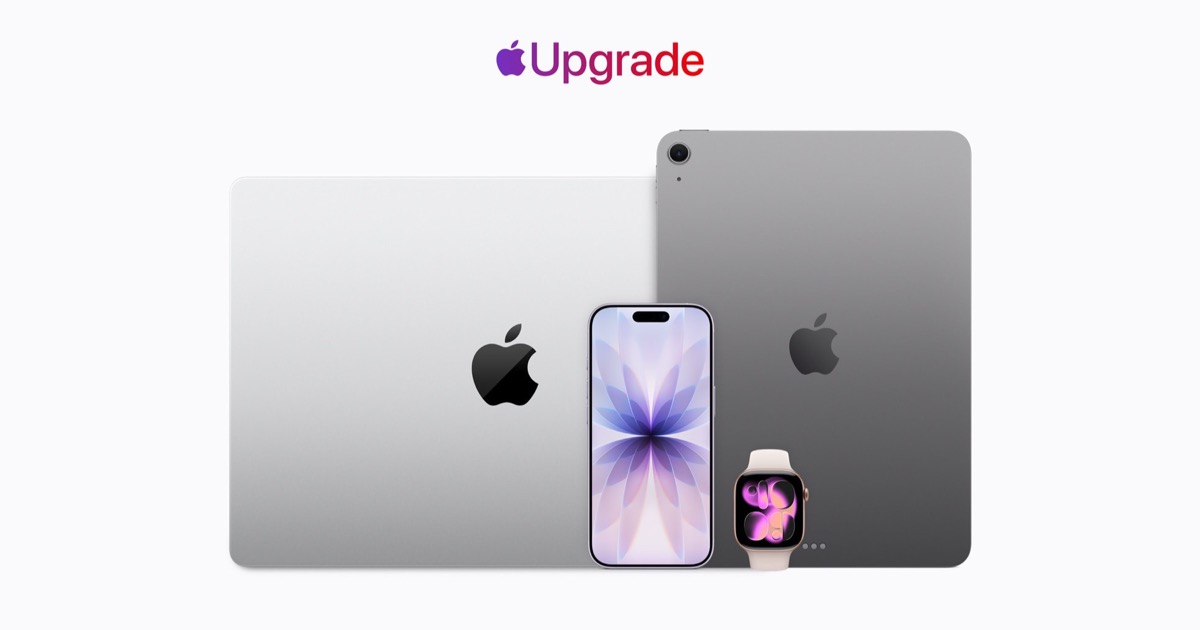 MacBook Pro, iPad Pro, iPhone 17 Pro and Apple Watch with the Apple Upgrade logo: Apple launches a leasing program with Klarna in the United States