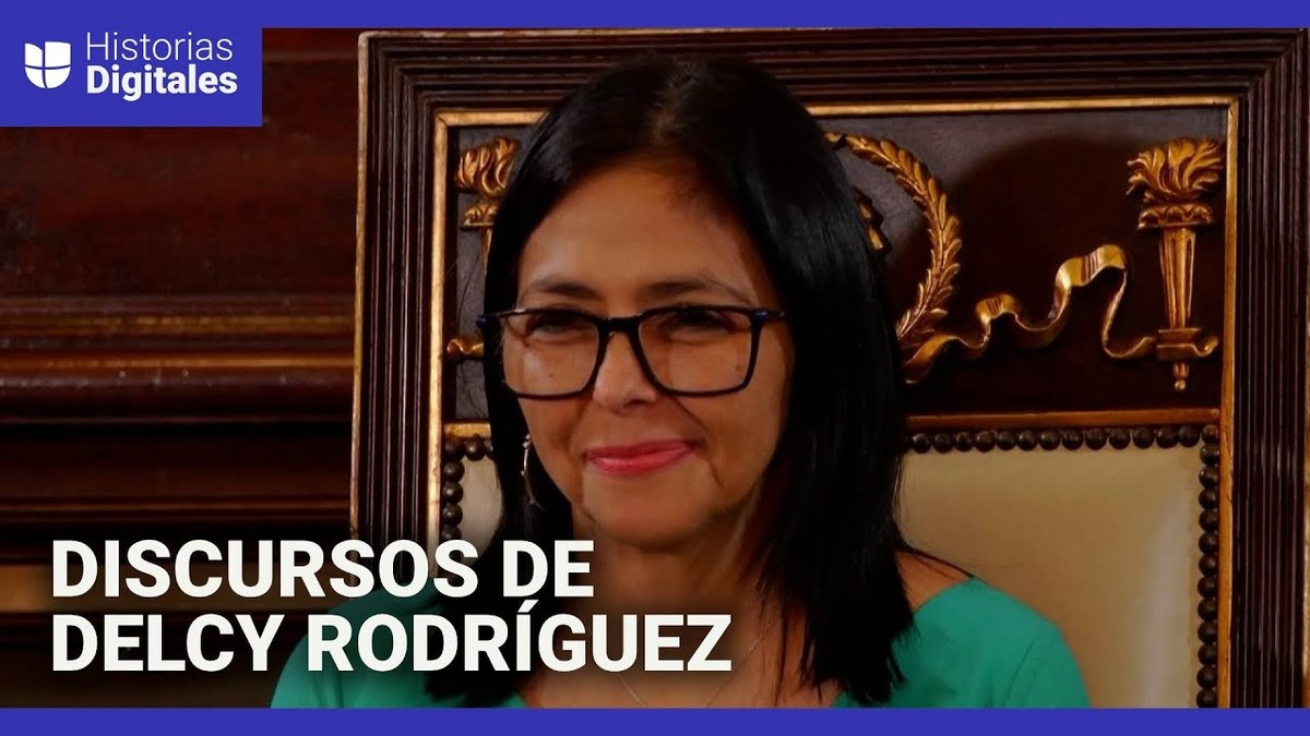 Delcy Rodríguez, presidenta encargada de Venezuela, en una entrevista reciente; Javier Negre anunció un mano a mano con ella desde Miraflores para el jueves 26 de junio de 2026