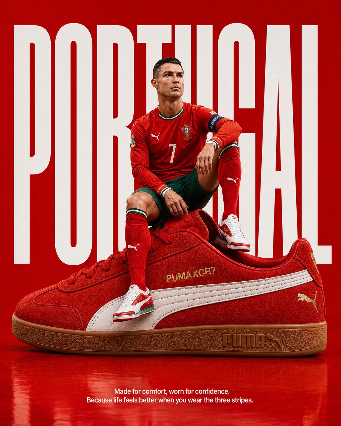 Póster GPT Image 2: Neymar sobre zapatilla Nike gigante con tipografía BRAZIL