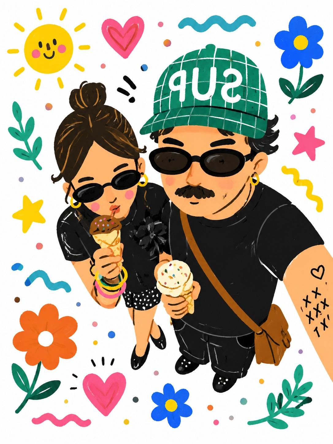 Ilustración doodle generada a partir de la selfie