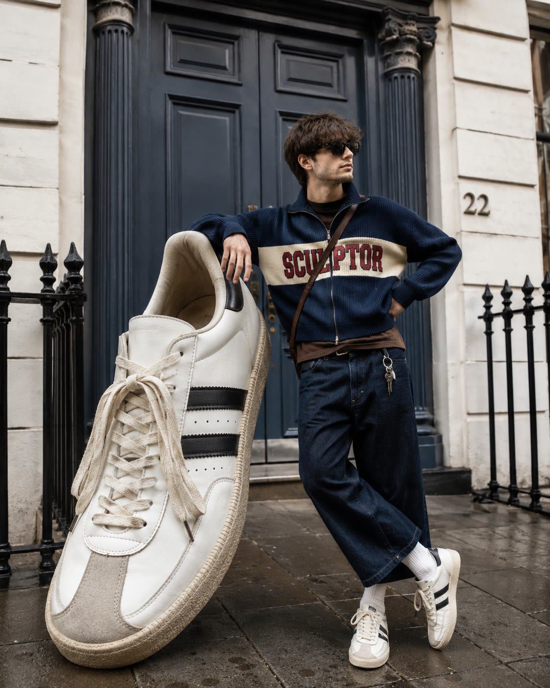 Editorial fashion con sneaker gigante de @harboriis
