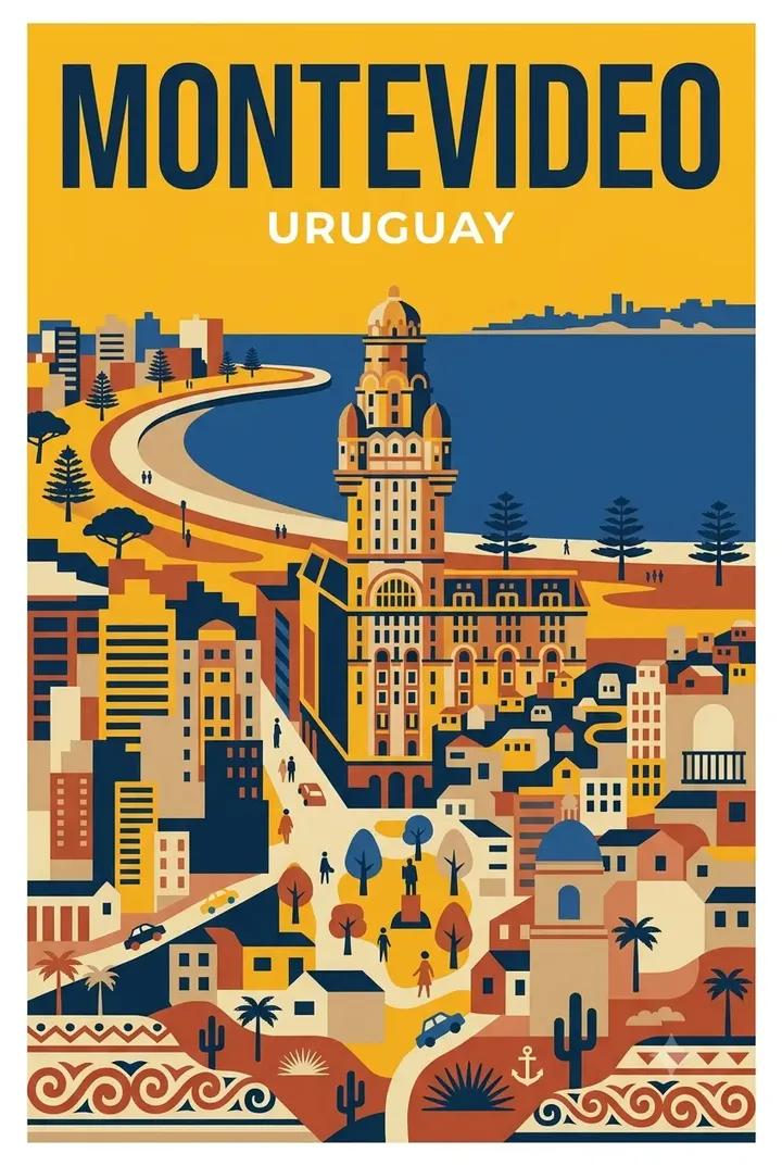 Póster viaje Montevideo mid-century de @jzaib4269