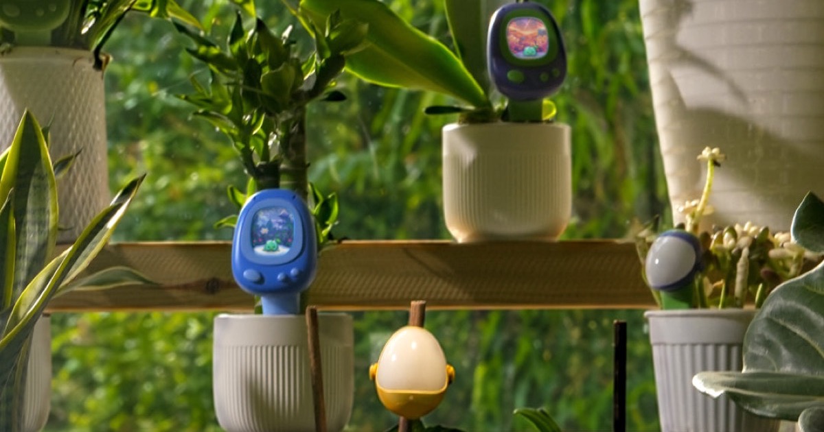 Senso de PlantSenso: sensor inteligente de plantas con IA, pantalla pixelada estilo tamagotchi y sonda modular de humedad — gadget presentado en CES 2026