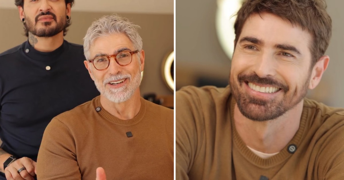 Comparison before and after Reynaldo Gianecchini: from gray to brown hair and beard for a new film character in July 2026