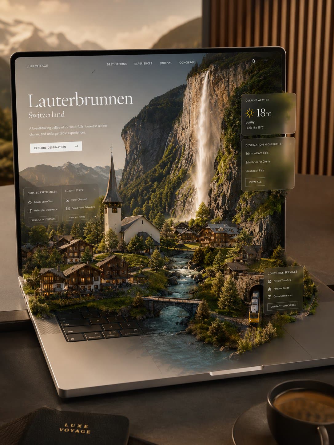 Concepto web de viajes 3D en MacBook de @RizwanAly07