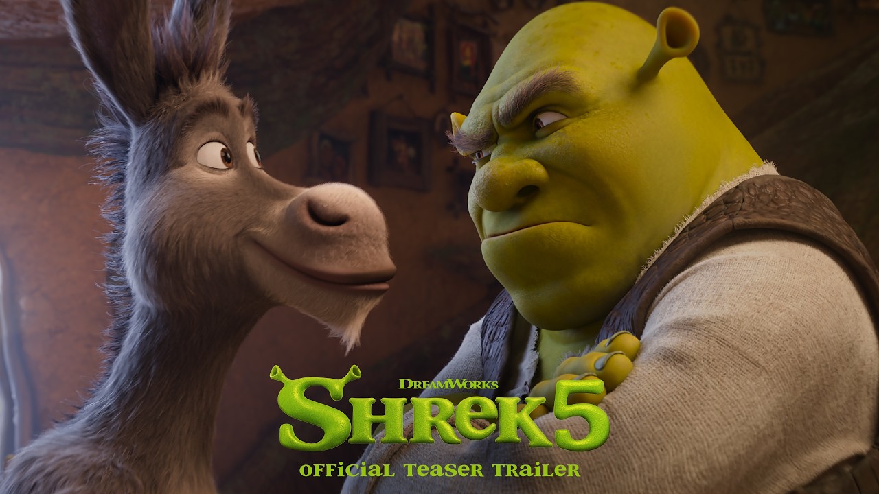 Shrek, Burro y Fiona en el tráiler oficial de Shrek 5; el ogro muestra el nuevo estilo de animación más pulido de DreamWorks