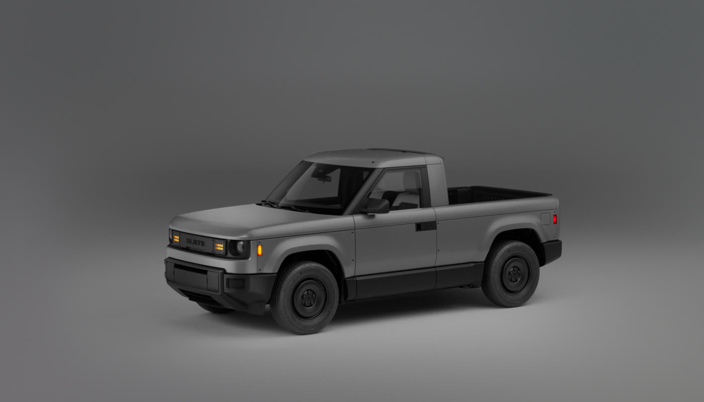 Vista exploded de accesorios Slate Auto: más de 200 piezas modulares para personalizar la pickup