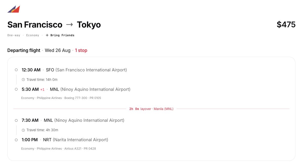 Itinerario San Francisco–Tokio con escala en Manila en Soar por 475 dólares