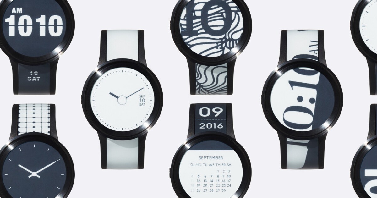 Sony FES Watch U: fashion watch with flexible e-paper screen on dial and strap, customizable with the FES Closet app