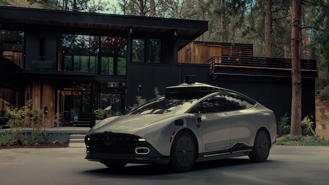 Tensor Robocar: crossover eléctrico de autonomía L4 diseñado para propiedad privada, con sensores integrados y acabado negro tipo metal líquido