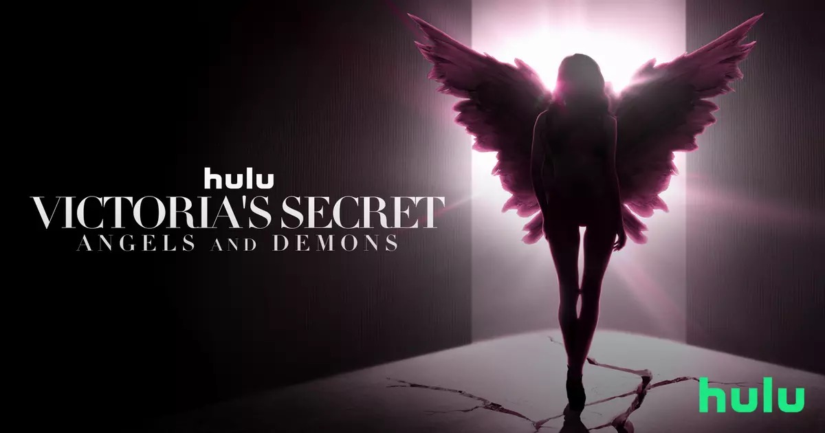Official key art of Victoria's Secret: Angels and Demons, original Hulu docuseries about the brand, Les Wexner and Jeffrey Epstein
