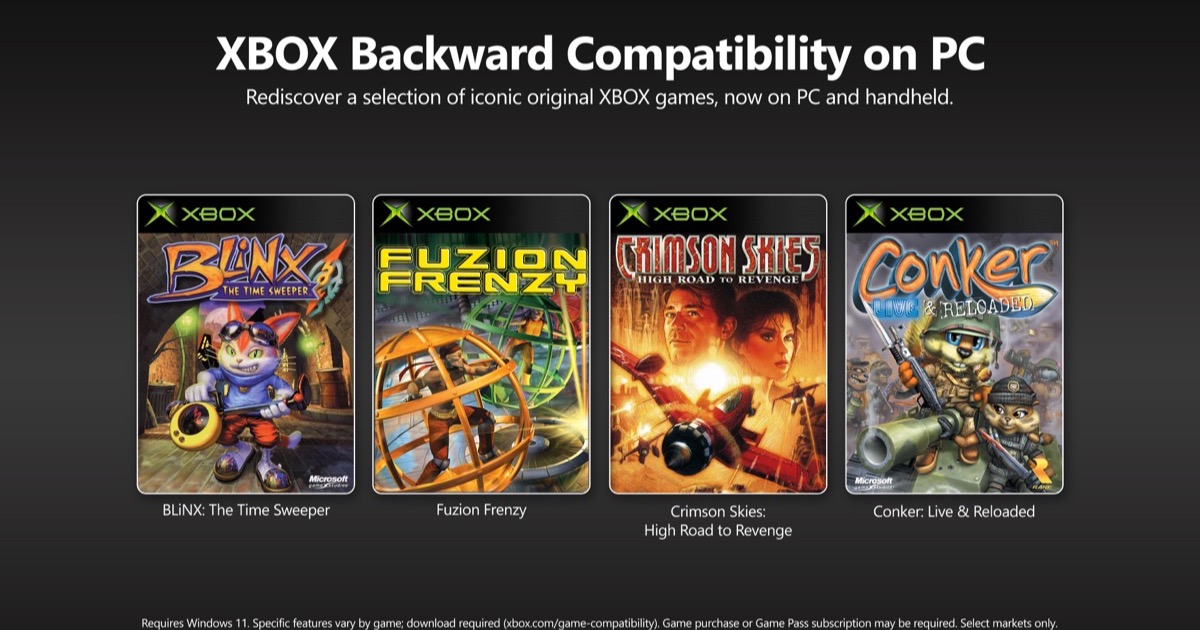 Xbox Backward Compatibility on PC: BLiNX The Time Sweeper, Fuzion Frenzy, Crimson Skies High Road to Revenge y Conker Live and Reloaded en PC y handhelds